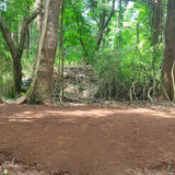 キャンプ場の整地ひとまず終了。地面の水平は水平器でチェック！